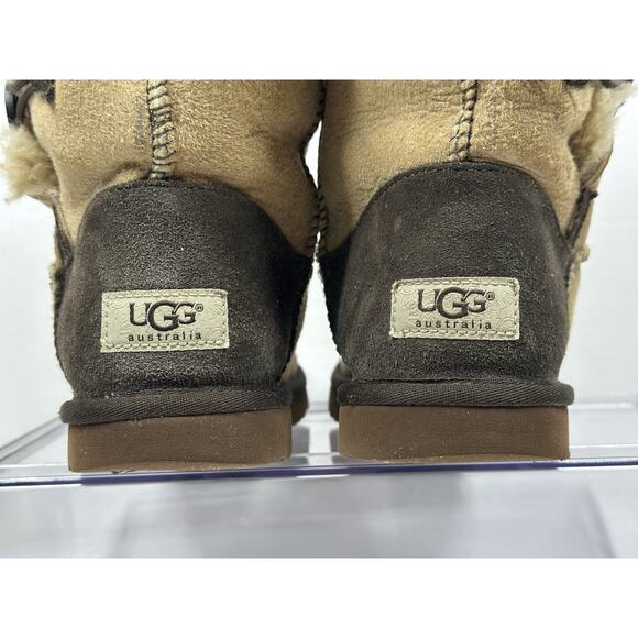 Ugg Bailey Button Triplet Brown Bomber Boot Sheepskin Shearling Lined Sz 6 Tall - Picture 9 of 13